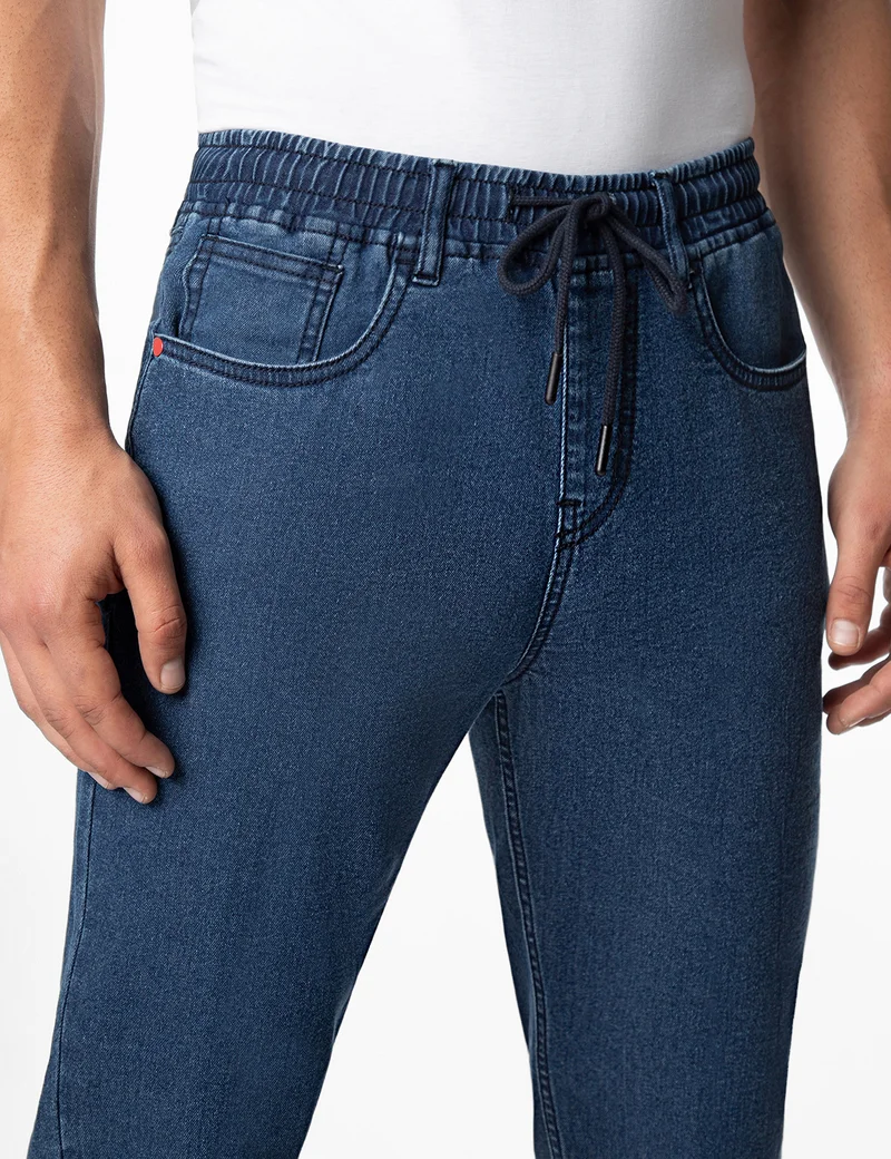 inkd جينز رياضي للرجال - متوسط الارتفاع | مزيج القطن | قماش قابل للتمدد| حزام الخصر المطاطي | تصميم كلاسيك 5 بوكيتيب | جينز للرجال